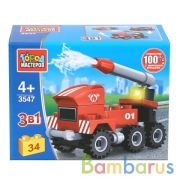 Конструктор ПОЖАРНАЯ МАШИНА 3в1, 34 дет. Город мастеров в кор.240шт | фото №0