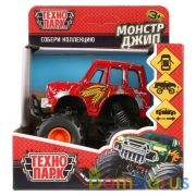 Машина металл "МОНСТР ДЖИП" 11,5см,красный, откр двер, рессоры, инерц, в кор. Технопарк в кор.2*36шт | фото №0