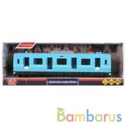 ВАГОН МЕТРО "ТЕХНОПАРК" ПЛАСТ. ИНЕРЦ., НА БАТ. СВЕТ+ЗВУК, ОТКРЫВ. ДВЕРИ В РУСС. КОР. 27СМ в кор.24шт | фото №0