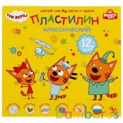 Пластилин классический Три Кота 12 цв (180 г) MultiArt в кор.16шт | фото №0