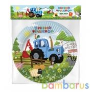 Тарелки бумажные Синий ТРАКТОР 6 шт, 23 см, Товары для праздника в кор.72наб | фото №0