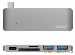 Адаптер Deppa USB-C для Macbook, 5в1 (Графитовый) | фото №0