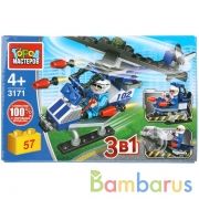 Конструктор "полицейский вертолет 3в1", 57дет. в кор. ТМ "Город мастеров" в кор.2*40шт | фото №0