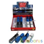 Модель металл автобус/троллейбус с резинкой, 12см, в ассорт. в дисплее Технопарк уп-12шт в кор.2*4уп | фото №0