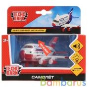 Модель металл самолет росавиа 10cm, свет+звук, инерц. в русс. кор. Технопарк в кор.2*24шт | фото №0