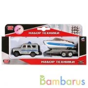 НАБОР "ТЕХНОПАРК" ПОЛИЦИЯ, МЕТАЛЛ. УАЗ С ЛОДКОЙ НА ПРИЦЕПЕ В РУСС. КОР. в кор.2*72шт | фото №0