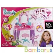 Туалетный столик д/девочек, на бат. свет+звук,  пуфом, с аксесс.. 661-39 в кор. 46*8*59см в кор.10шт | фото №0