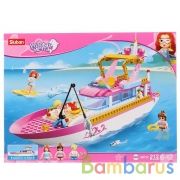 Конструктор пласт. корабль с фигурками, 212дет. в русс. кор. в кор.16шт | фото №0