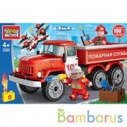 ЗИЛ, ЗИС конструктор зил-130 боровой с пожарниками, 151 дет. Город мастеров в кор.2*18шт | фото №0