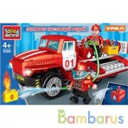 Конструктор УРАЛ ПОЖАРНАЯ СЛУЖБА (поливает водой), 132 дет. Город мастеров в кор.2*18шт | фото №0