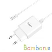 Сетевой адаптер HOCO C62A Victoria dual port charger set (Type-C) (White) | фото №0
