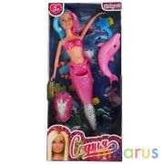 Кукла 29 см София русалка, двухцв вол, пласт хвост, в компл смен топ, дельфин КАРАПУЗ в кор.24шт | фото №0