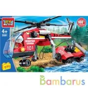 Конструктор ПОЖАРНЫЙ ВЕРТОЛЕТ вытаскивает машину, 163 дет. Город мастеров в кор.36шт | фото №0