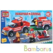 Конструктор "Город мастеров" пожарная машина с прицепом, с фигуркой, 157дет. в кор. в кор.2*40шт | фото №0