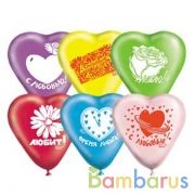 ШАРИК НАДУВНОЙ 10" СЕРДЦЕ С РИС. ШЕЛК. УП-50ШТ | фото №0