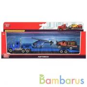 Набор металл машин "АВТОВОЗ С ПРИЦЕПОМ",длина 27 см, с 2 маш 7,5 см, в ассорт.Технопарк в кор.2*48шт | фото №0