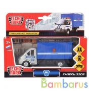 Машина металл ГАЗ Газель полиция 12см, инерц., открыв. двери в русс. кор. Технопарк в кор.2*24шт | фото №0