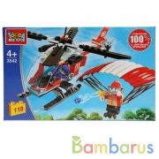 Конструктор "Город мастеров" пожарный вертолет с парашютистом, 118дет. в русс. кор. в кор 80шт | фото №0