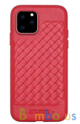 Чехол S&B для iPhone 11 Pro Max Плетение, кожаный (Красный) | фото №0