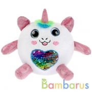 Игрушка мягкая кругляш с пайетками в сердечке белый, 16см, без чипа, в пак. Мульти-пульти в кор.60шт | фото №0