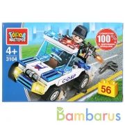 Конструктор ПОЛИЦЕЙСКИЙ на машине, 56 дет. Город мастеров в кор.80шт | фото №0