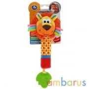 Текстильная игрушка погремушка лев пищалка функционал Умка в кор.250шт | фото №0