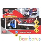 МАШИНА "ТЕХНОПАРК" МЕТАЛЛ. ИНЕРЦ. ГАЗЕЛЬ ЭВАКУАТОР, СВЕТ+ЗВУК, ОТКРЫВ. ДВЕРИ В КОР. в кор.2*24шт | фото №0