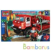 Группа ГАЗ конструктор газ-66 ПОЖАРНАЯ СЛУЖБА (поливает водой) 115 дет. Город мастеров в кор.2*18шт | фото №0