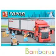 Конструктор пласт. грузовик с фигурками, 345дет. в русс. кор. в кор.16шт | фото №0