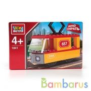 КОНСТРУКТОР "ГОРОД МАСТЕРОВ" ТРАМВАЙ "ЛЕГКО СОБРАТЬ" 64ДЕТ. В РУСС. КОР. в кор.2*40шт | фото №0