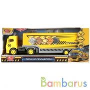 Машина свет+звук "тягач с прицепом"стройка, 34,5см, пластик, инерц. в кор. Технопарк в кор.2*18шт | фото №0