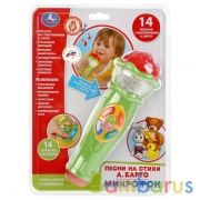 Микрофон на бат., свет+звук, 14 песен на стихи А.Барто и караоке мелодий на карт. "УМКА"в кор.2*24шт | фото №0
