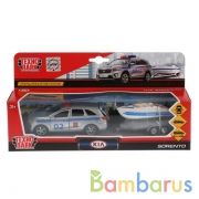 ТМ ТЕХНОПАРК. МАШИНЫ МЕТАЛЛ. KIA SORENTO PRIME  ПОЛИЦИЯ 12СМ, ИНЕРЦ.+ЛОДКА.7,5СМ В КОР. в кор.2*12шт | фото №0