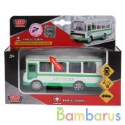 МАШИНА "ТЕХНОПАРК" МЕТАЛЛ. ИНЕРЦ. ПАЗ 3205, СВЕТ+ЗВУК, ОТКРЫВ. ДВЕРИ И БАГАЖНИК В КОР. в кор.2*24шт | фото №0