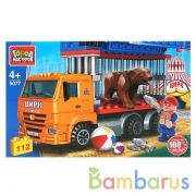 Конструктор "Город мастеров" камаз с клеткой: перевозка медведя, 112дет. в русс. кор. в кор.2*18шт | фото №0