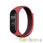 Сменный браслет Xiaomi Mi Band 5 нейлоновое плетение (Черно-красный) | фото №0