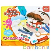 НАБОР "ТЕСТО ДЛЯ ЛЕПКИ" "MULTIART" СТОМАТОЛОГ (3 ЦВ., 5 БАН.*56ГР, МОДЕЛЬ И ИНСТРУМЕНТ) в кор.2*12шт | фото №0