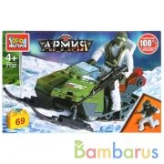 Конструктор "Город мастеров" армия: солдат на снегоходе, 69дет. в русс. кор. в кор.80шт | фото №0