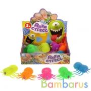 Игрушка антистресс "Играем вместе" паук светящийся, цвет в ассорт. в дисплее уп-12шт в кор.24уп | фото №0