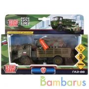 Машины металл ГАЗ 66 с танком, открыв. двери, свет+звук, инерц. в русс. кор. Технопарк в кор.2*24шт | фото №0