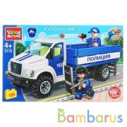 Конструктор "Город мастеров" полицейский газон некст, с фигурками, 105дет. в русс. кор. в кор.2*18шт | фото №0