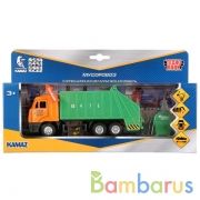 МАШИНА "ТЕХНОПАРК" МЕТАЛЛ. ИНЕРЦ. КАМАЗ МУСОРОВОЗ 18СМ, СВЕТ+ЗВУК, ОТКРЫВ. ДВЕРИ В КОР. в кор.2*24шт | фото №0