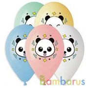 ШАРИК НАДУВНОЙ 14" С РИСУНКОМ ПАНДА. 5 ЦВЕТОВ УП-25ШТ | фото №0
