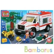 Конструктор "Город мастеров" газ некст:авария с мотоциклистом, с фигурками,123дет. кор. в кор.2*18шт | фото №0