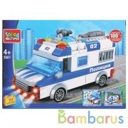 Конструктор "Город мастеров" полицейская машина (свет, звук, инерция) 77дет. в кор.2*48шт. | фото №0