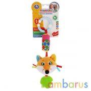 Текстильная игрушка подвеска-пищалка с колокольчиком лиса на карт. в пак. "Умка" в кор.260шт | фото №0