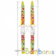 ЛЫЖИ ДЕТСКИЕ "ЛЫЖИКИ ПЫЖИКИ" ЧИЖИКИ 75/75СМ, КРЕПЛЕНИЕ МЯГКОЕ ПЛАСТИК, С ПАЛКАМИ (В СЕТКЕ)в кор12шт | фото №0