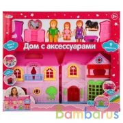 Дом для кукол со светом и звуком, с набором аксессуаров в русс. кор. ТМ "Играем вместе" в кор.2*9шт | фото №0