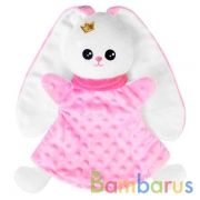 ИГРУШКА "МЯКИШИ" КУКЛА НА РУКУ ЗАЙКА (РОЗОВЫЙ) в кор.12шт | фото №0