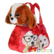 Мягкая игрушка собачка в красной сумочке с принтом 16х18см, в пак МОЙ ПИТОМЕЦ в кор.24шт | фото №0